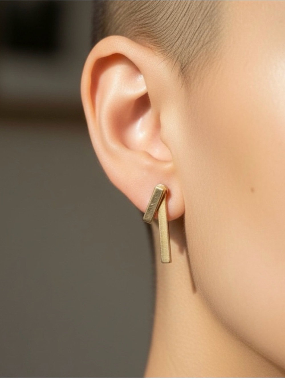 Minimalist Gold Bar Drop Earrings - Modern Women Jewelry